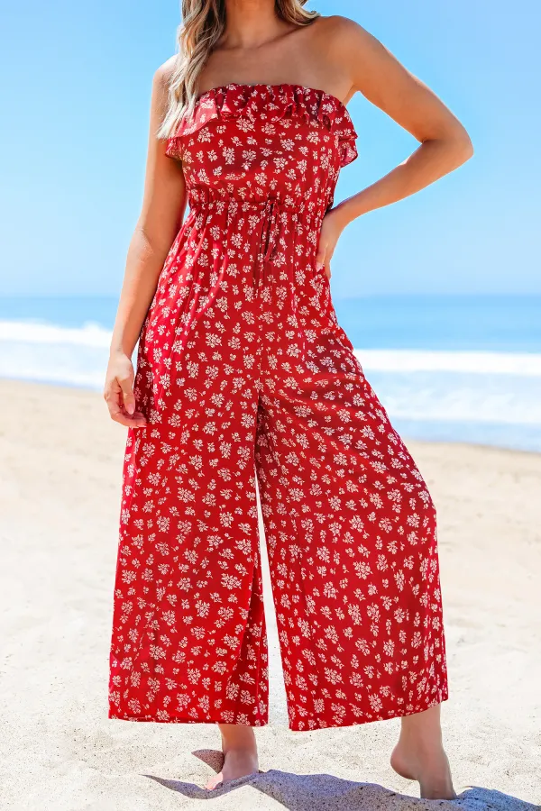 Heartfelt Moves Floral Jumpsuit - Red