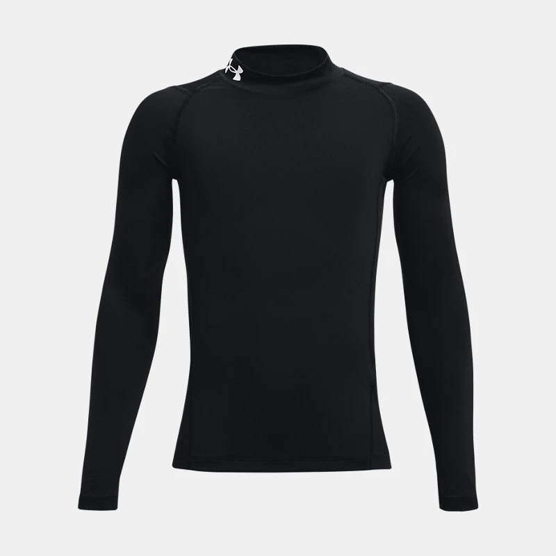 HeatGear Boys Mock Long Sleeve Black / White YLG (59 in)