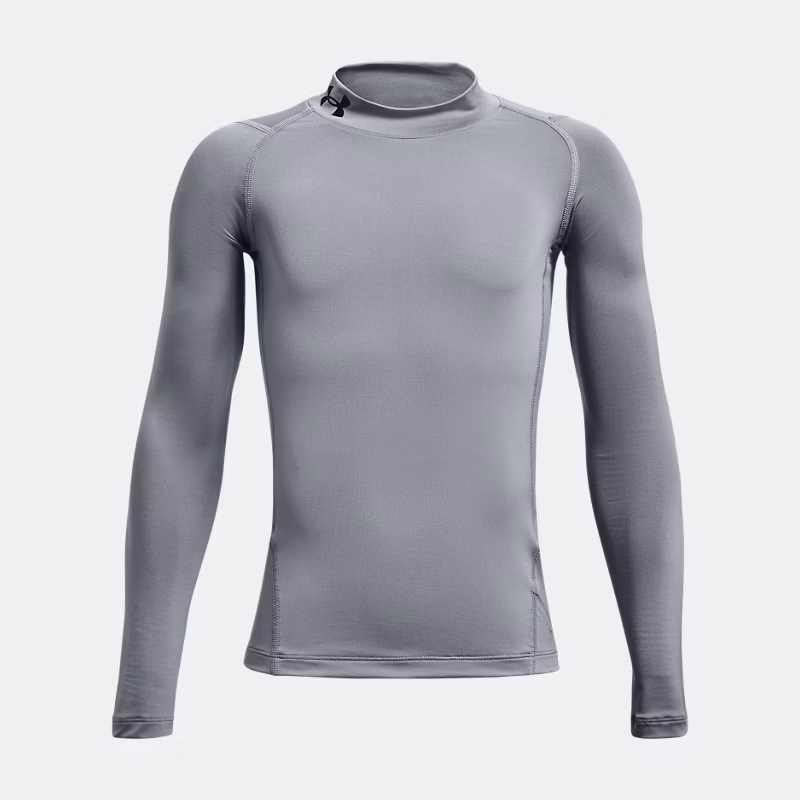 HeatGear Boys Mock Long Sleeve Steel / Black YSM ( 54 in) - Gray