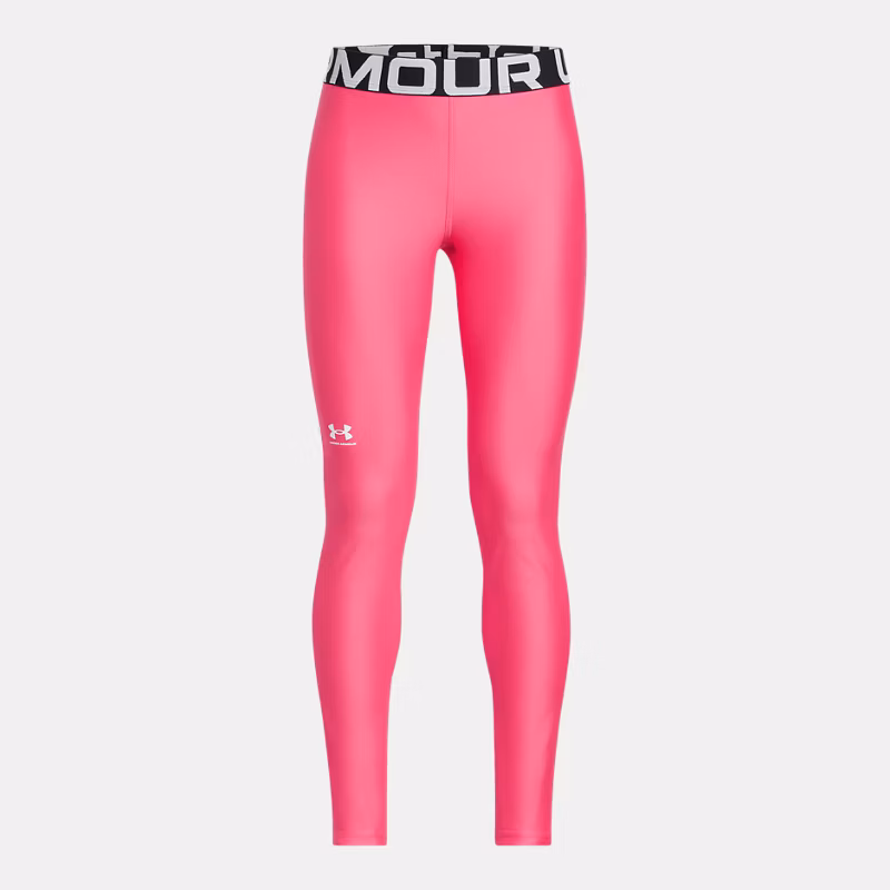 HeatGear Girls Leggings Super Pink / White YXL (63 - 67 in)