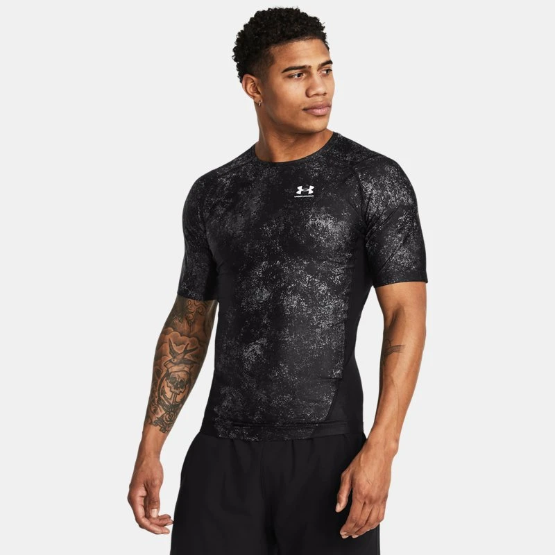 HeatGear? Iso-Chill Printed Mens Short Sleeve Black / White