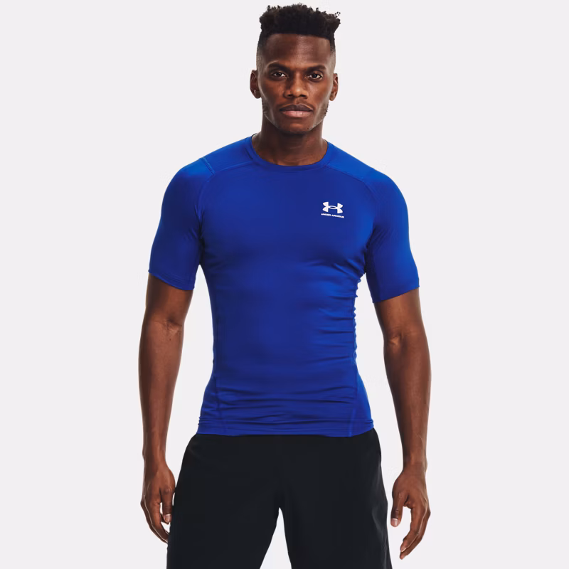 HeatGear Mens Compression Short Sleeve Royal / White - Blue