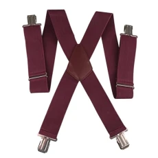 Heavy Duty Men Trousers Wide Braces with 4 Strong Clips 50 mm X Style Suspenders Belts - Black (Wine