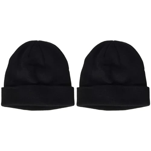 Heavy Knit Beanie hat, Black, One Size