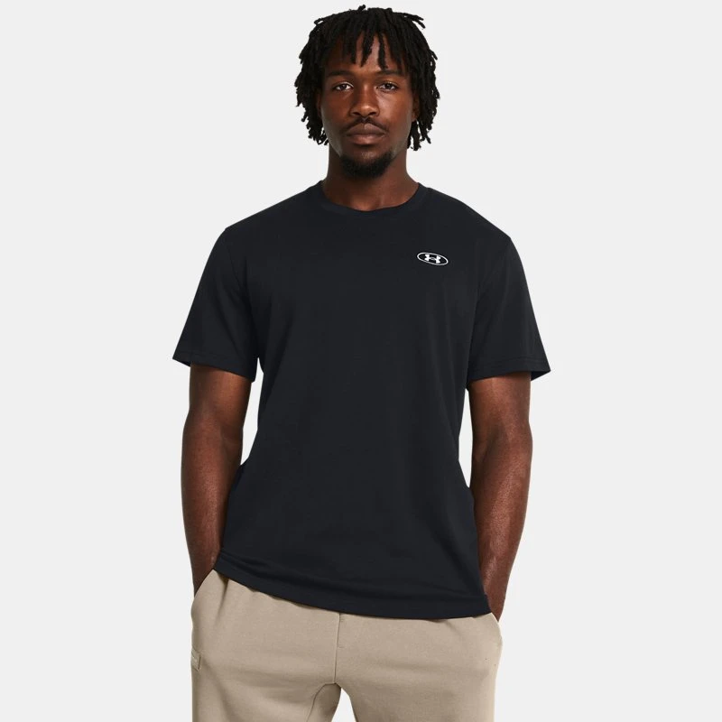 Heavyweight Left Chest Patch Mens Short Sleeve Black / White