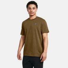 Heavyweight Left Chest Patch Mens Short Sleeve Coyote / White Brown