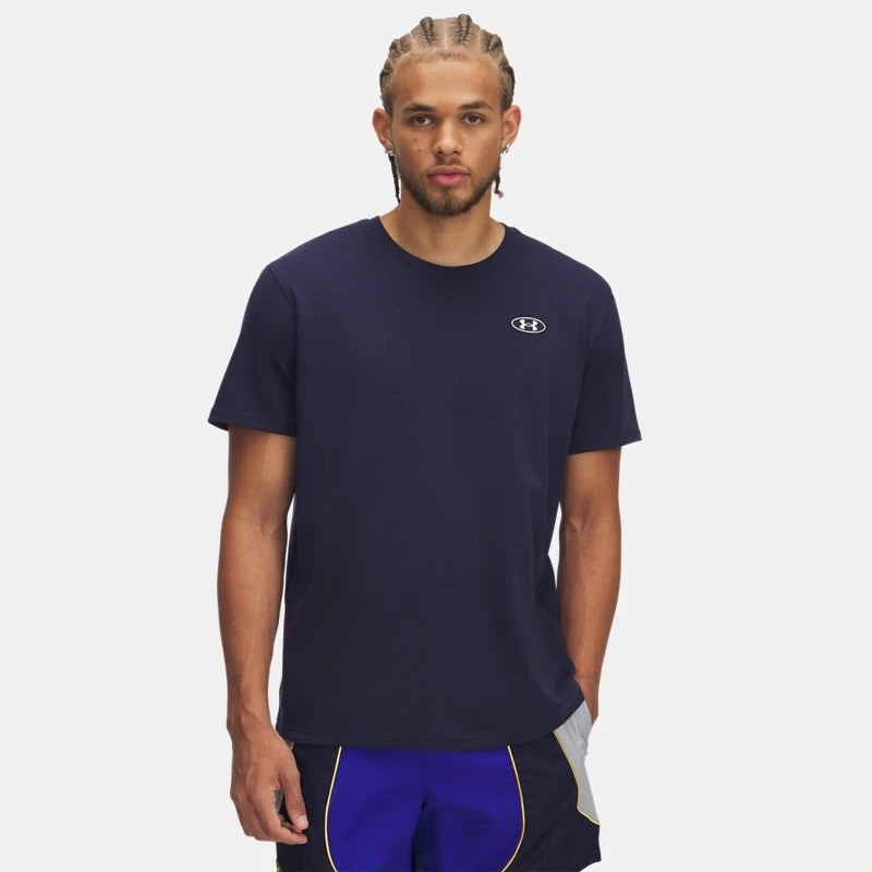 Heavyweight Left Chest Patch Mens Short Sleeve Midnight Navy / White Blue