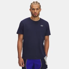 Heavyweight Left Chest Patch Mens Short Sleeve Midnight Navy / White Blue