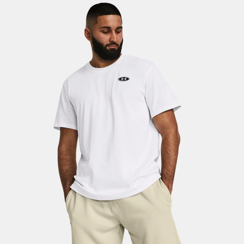Heavyweight Left Chest Patch Mens Short Sleeve White / Black
