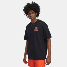 Heavyweight Mix Tape Hoops Mens Short Sleeve Black / Stream Heavyweight Mix Tape Hoops Mens Short Sleeve Black / Stream