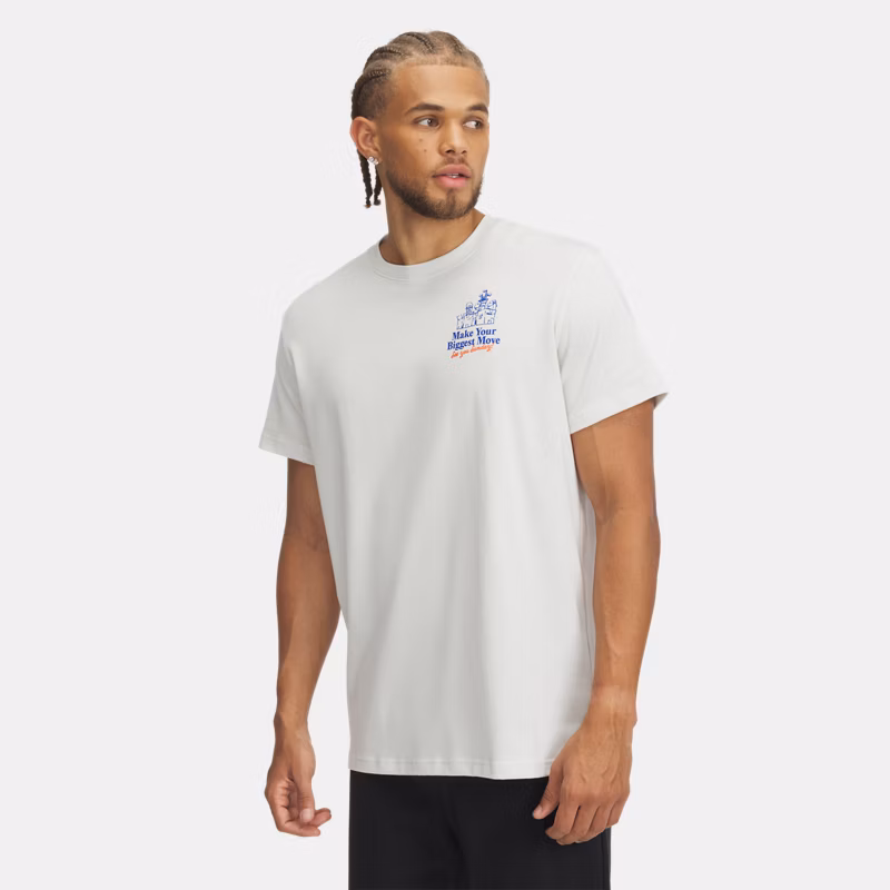 Heavyweight Moving Day Illustration Mens Short Sleeve White Clay / Royal - White