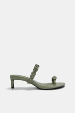 Heeled Sandals With Flowers - Green