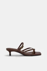 Heeled Sandals With Studs - Brown