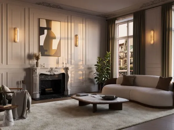 Hepworth - IP44 - DALI-A Wall Light bronze with honed alabaster