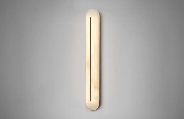 Hepworth Tall - IP44 Wall Light bronze with honed alabaster