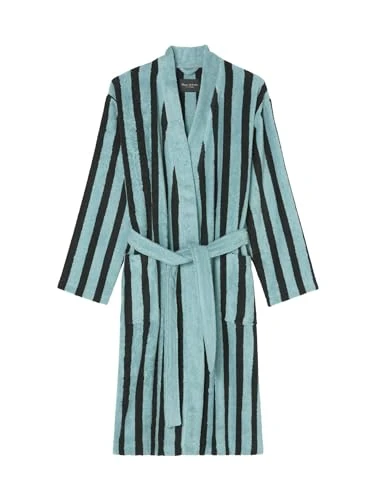 Heritage Men's 100% Organic Cotton Terry Stripe Bathrobe, Turquoise, XXL