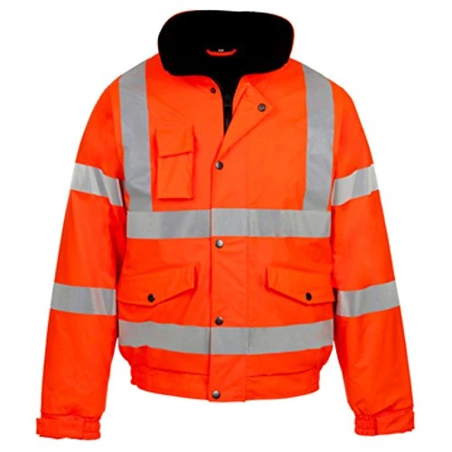 Hi Vis Bomber Jacket High Viz Visibility Workwear Safety Security Concealed Hood Fluorescent Flashin