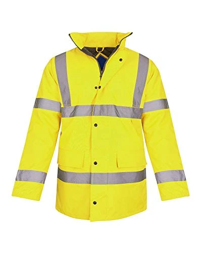 Hi Vis Viz Jackets High Visibility Parka Workwear Security Safety Fluorescent Hooded Padded Waterpro