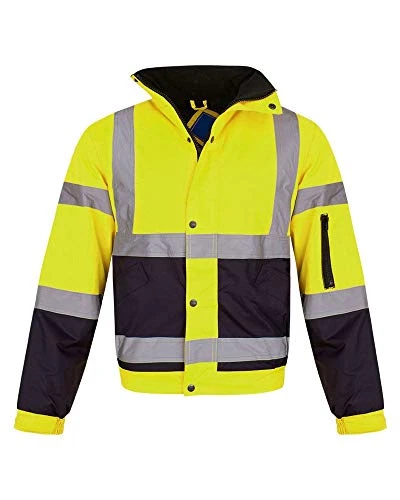 Hi Vis Viz Visibility Bomber Workwear Security Safety Fluorescent Hooded Padded Waterproof Work Wear