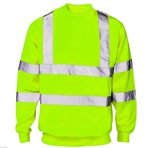 Hi Viz Vis Crew Neck Sweatshirt High Visibility Work Wear Sweat Shirt Jumper Reflective Tape Band Sa