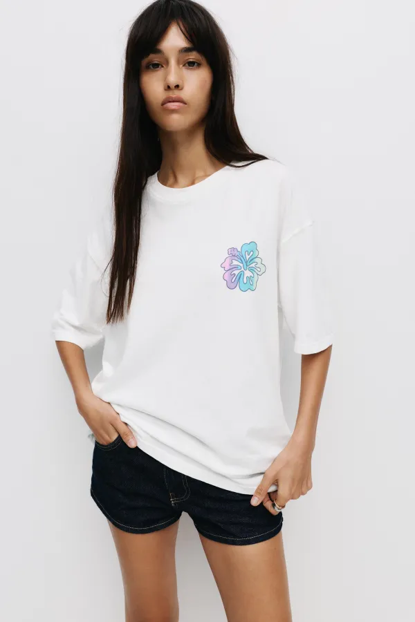 Hibiscus Flower T-Shirt - Ice