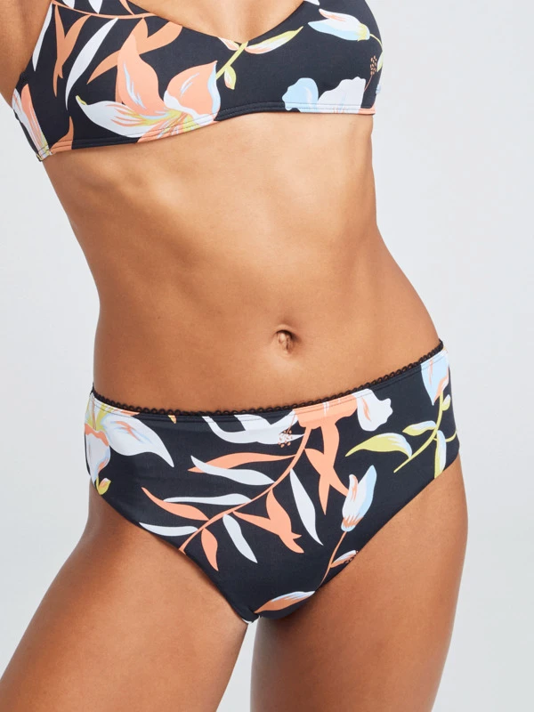 Hibiscus Wave - Mid Waist Bikini Bottoms For Women