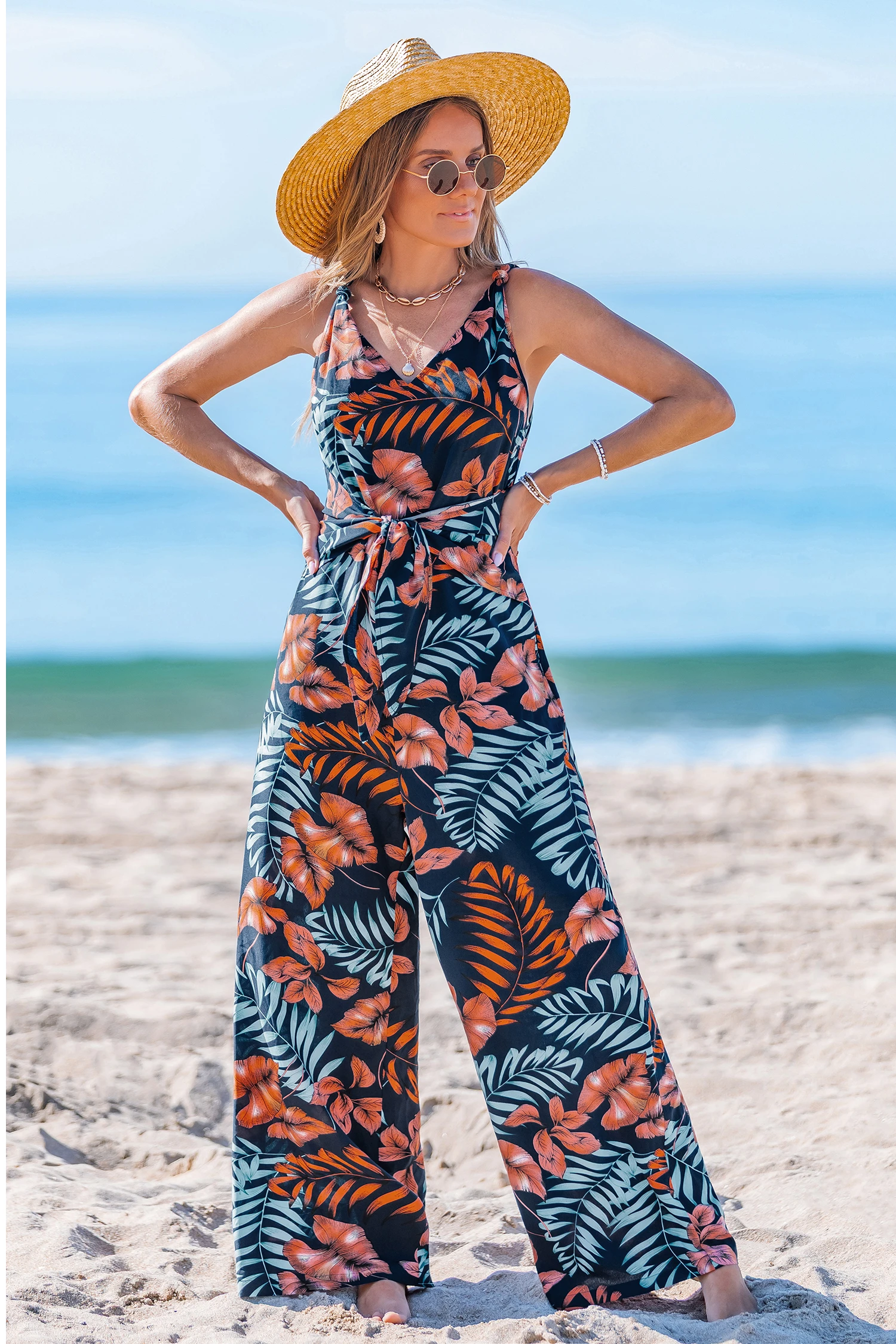 Hidden Lagoon Tropical Jumpsuit - Blue