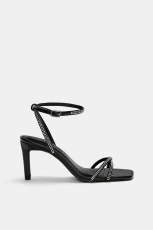 High-Heel Sandals With Rhinestones - Black