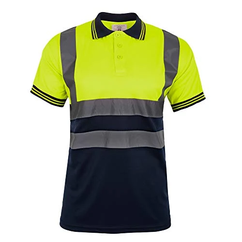 High Vis Polo Sweatshirt High Visibility Work Wear Hi Viz Sweat Shirt Polo Reflective Tape Band Safe