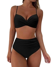 High Waisted Bikini Set Push Up Bikini Top with Tummy Control Bikini Padded Bikini 2 Piece