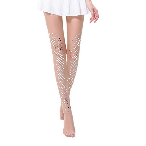 High Waisted Leggings Sheer Stockings for Women Mermaid Tights Sequin Hosiery Glitter Pantyhose Plus Size Stockings