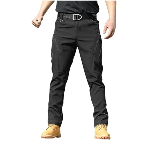 High Waisted Pants for Men Summer Water Resistant Cargo Tactical Pants for Men Hiking Work Military 