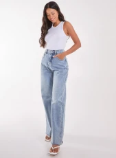 High Waisted Wide Leg Jeans  - 6  - DENIM