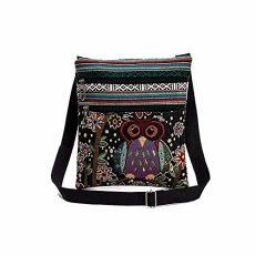 Hippie Bag For Women Package Bag Handbags Shoulder Bags Embroidered Postman Owl Tote Bag Ladies Shoulder Bag (D,One Size)