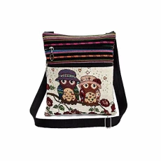Hippie Bag For Women Package Bag Handbags Shoulder Bags Embroidered Postman Owl Tote Bag Ladies Shoulder Bag (C,One Size)