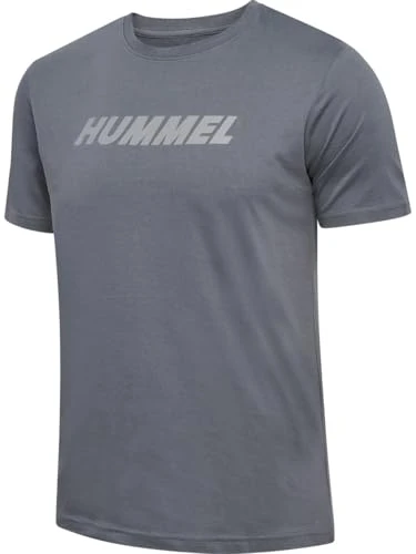 HmlELEMENTAL Logo Cotton Crew Neck Short Sleeve Printed T-Shirt, gray, XL