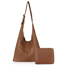 Hobo Bags Purse for Women Ultra Soft Foldable Shoulder Slouchy Handbags with Coin Purse, Classic-brown