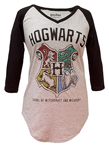 Hogwarts Crest Women's V-Neck Raglan T-Shirt (X-Large)