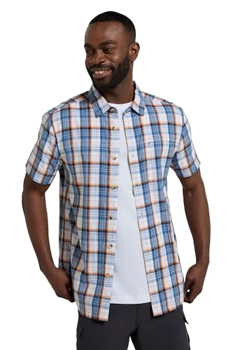 Holiday Mens Cotton Shirt - Easy Care Shirt, Lightweight Casual Shirt, Mesh Lining Top - for Travell