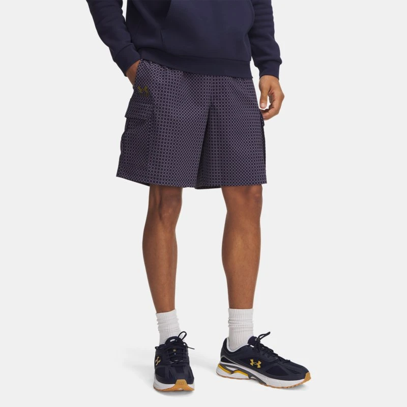 Holiday Vibe Mens Cargo Shorts Midnight Navy / Purple Prime / Metallic Gold Blue