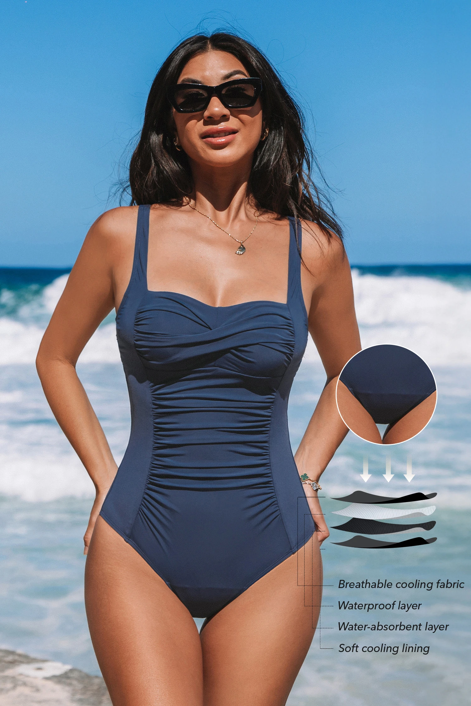 Hollywood Moment Period One-Piece Swimsuit - Blue