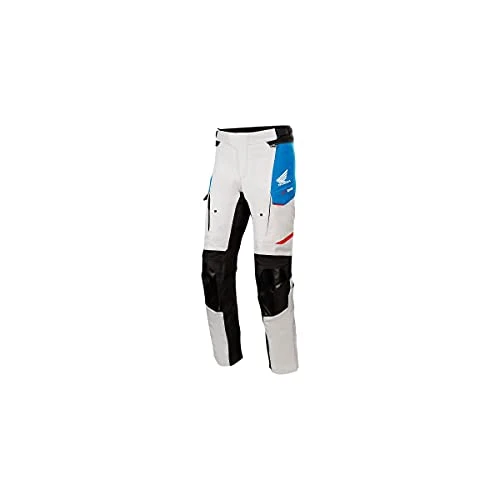 Honda Andes V3 Drystar Mens Motorbike Pants - Ice Gray Blue Bright Red 42 inch