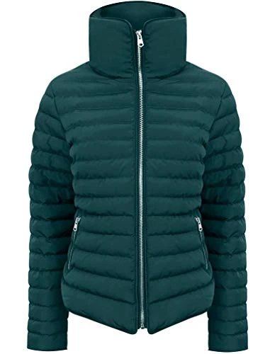 Honey Funnel Neck Quilted Jacket in Deep Teal 8