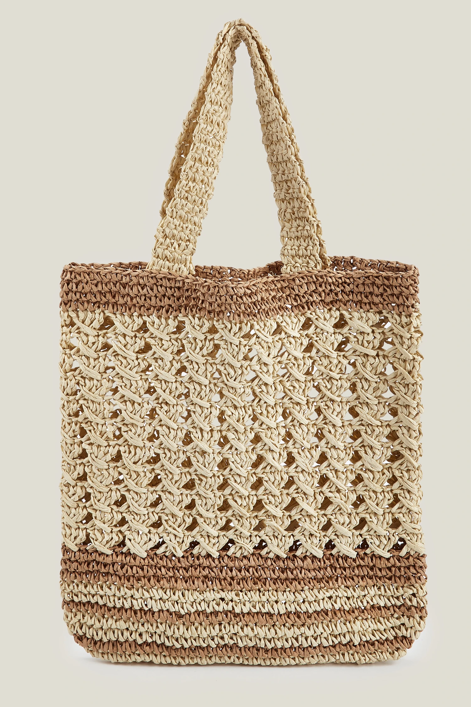 Honey Trail Two-Tone Straw Bag - Neutral