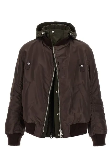 Hooded bomber jacket - Brown