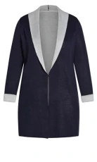 Hooded Longline Cardigan - Women's - Plus Size Curve Navy Hooded Longline Cardigan - Women's - Plus Size Curve Navy