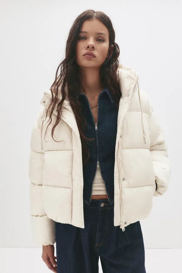 Hooded Padded Jacket - Ecru