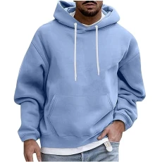 Hooded Pullover Men's Casual Sports Hoodie Long Sleeve Lightweight Sweatshirt with Hood Pullover Comfortable Plain Long Sleeve Pullover 2024 Winter Jumper Tops for Men Outwear, 15-light blue, L