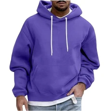 Hooded Pullover Men's Casual Sports Hoodie Long Sleeve Lightweight Sweatshirt with Hood Pullover Comfortable Plain Long Sleeve Pullover 2024 Winter Jumper Tops for Men Outwear, 17-purple, L