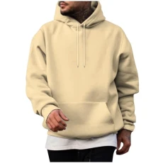 Hooded Pullover Men's Casual Sports Hoodie Long Sleeve Lightweight Sweatshirt with Hood Pullover Comfortable Plain Long Sleeve Pullover 2024 Winter Jumper Tops for Men Outwear, 02 Beige, XL